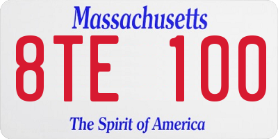 MA license plate 8TE100