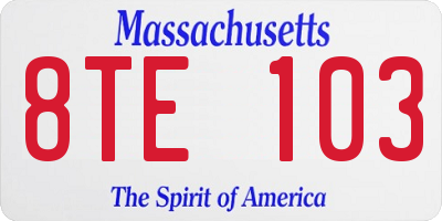 MA license plate 8TE103
