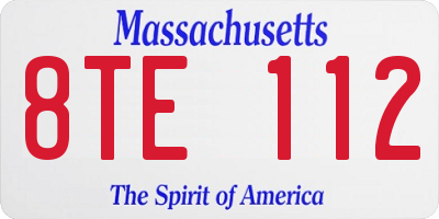 MA license plate 8TE112