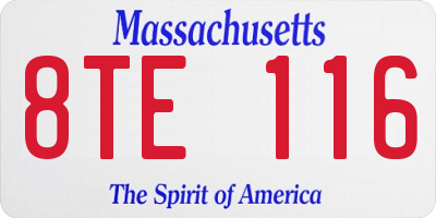 MA license plate 8TE116