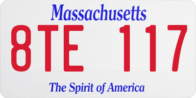 MA license plate 8TE117