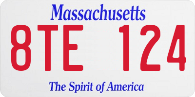 MA license plate 8TE124