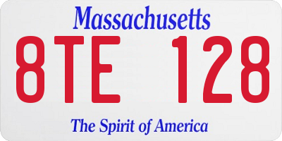 MA license plate 8TE128