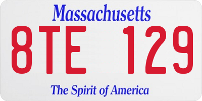 MA license plate 8TE129