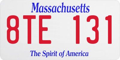 MA license plate 8TE131