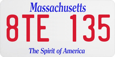 MA license plate 8TE135