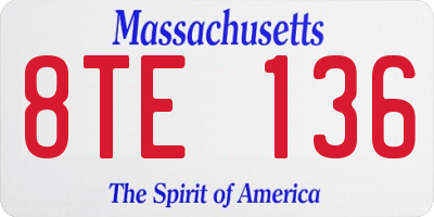 MA license plate 8TE136
