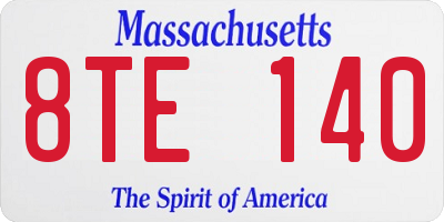 MA license plate 8TE140