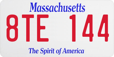 MA license plate 8TE144