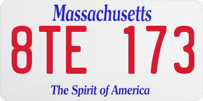 MA license plate 8TE173