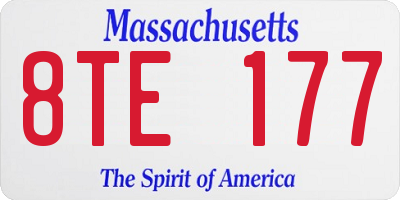 MA license plate 8TE177