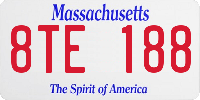MA license plate 8TE188