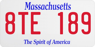 MA license plate 8TE189
