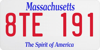 MA license plate 8TE191