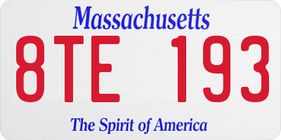 MA license plate 8TE193