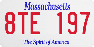 MA license plate 8TE197