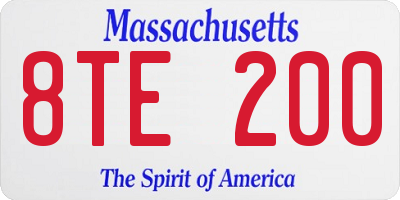 MA license plate 8TE200
