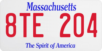 MA license plate 8TE204