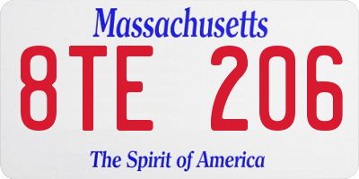 MA license plate 8TE206