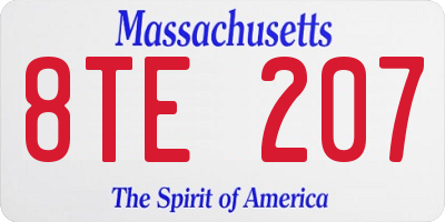 MA license plate 8TE207