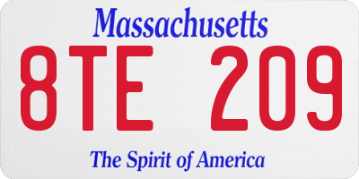 MA license plate 8TE209