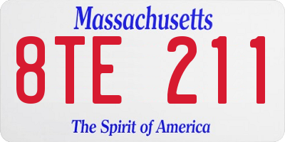 MA license plate 8TE211