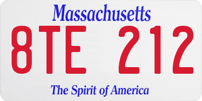 MA license plate 8TE212