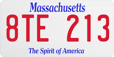 MA license plate 8TE213