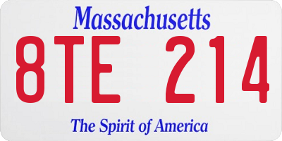 MA license plate 8TE214