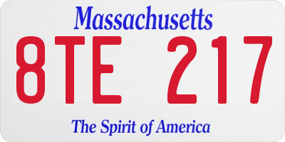 MA license plate 8TE217