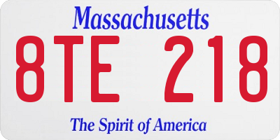 MA license plate 8TE218