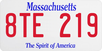 MA license plate 8TE219