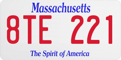 MA license plate 8TE221