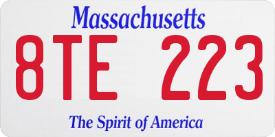 MA license plate 8TE223