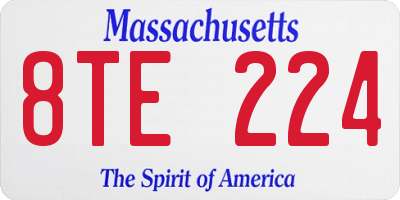 MA license plate 8TE224
