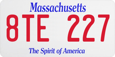 MA license plate 8TE227