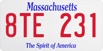 MA license plate 8TE231
