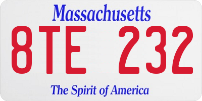 MA license plate 8TE232