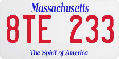 MA license plate 8TE233