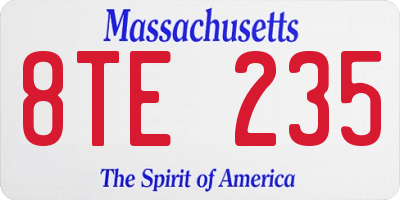 MA license plate 8TE235