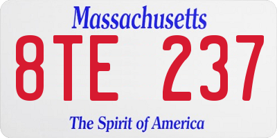 MA license plate 8TE237