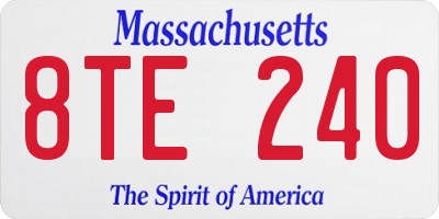 MA license plate 8TE240