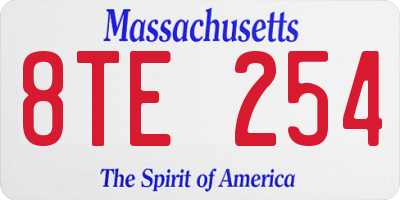 MA license plate 8TE254