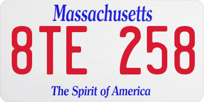MA license plate 8TE258