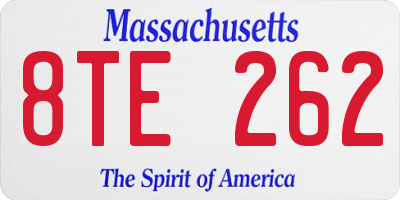MA license plate 8TE262