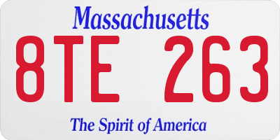 MA license plate 8TE263