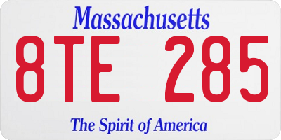MA license plate 8TE285