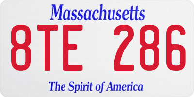 MA license plate 8TE286