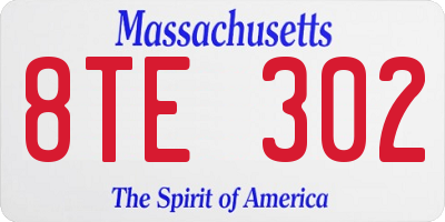 MA license plate 8TE302