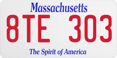 MA license plate 8TE303